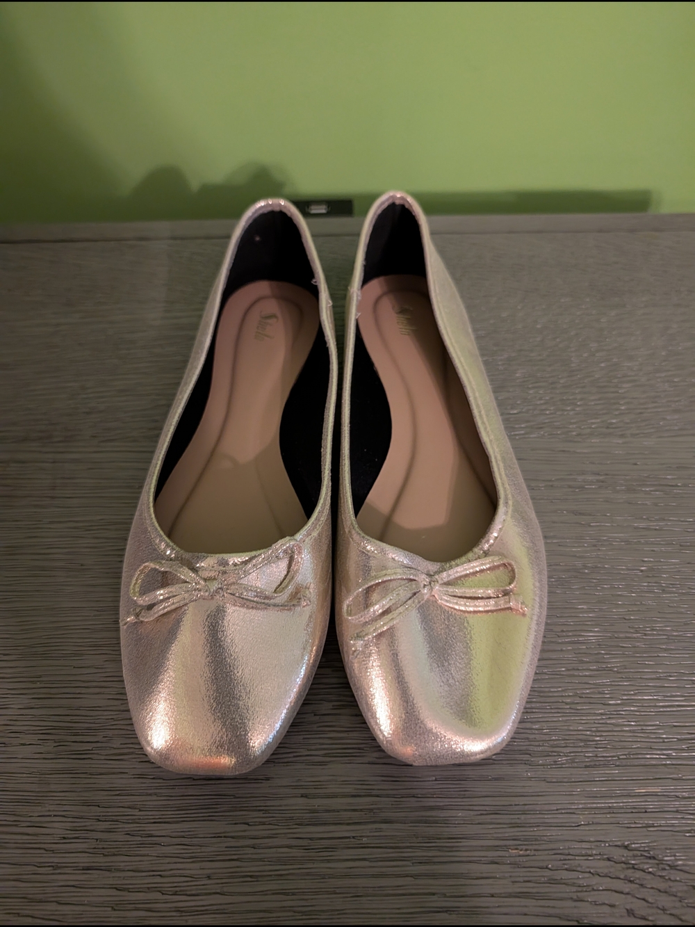 SHEIN Metallic Pink Bow Ballet Flats